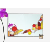 Spiegel in Herbstlichen Farben, Abstraktes Mosaik Im Jugendstil Dekor Wellen von InStudio999Glass