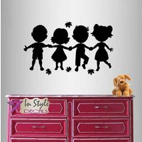 In-Style Abziehbilder Wand Vinyl Aufkleber Home Decor Art Sticker Niedliche Kleine Kinder Silhouetten, Die Hände Halten Kinderzimmer Schlafzimmer von InStyleDecals