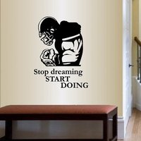 In-Style Aufkleber Wand Vinyl Wohnkultur Stop Dreaming Start Doing Motivationszitat Fußballspieler Jungen Teen Sport Design 63 von InStyleDecals