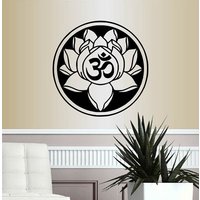 In-Style Decals Wall Vinyl Decal Home Decor Art Sticker Lotus Flower With Om Symbol Meditation Yoga Studio Room Removable Wandbild Design 124 von InStyleDecals