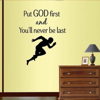 In-Style Decals Wall Vinyl Decal Home Decor Sticker Put God First & You Never Be Last Phrase Zitat Sprinter Runner Man Sport Design 220 von InStyleDecals