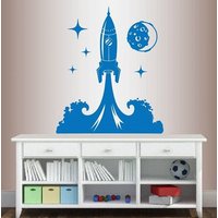 In-Style Decals Wand Vinyl Aufkleber Decor Art Sticker Kinder Rakete Und Planet Sterne Raumschiff Shuttle Jungen Kinderzimmer Schlafzimmer Stilvolles von InStyleDecals