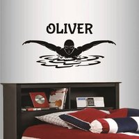 In-style Abziehbilder Wand Vinyl Aufkleber Dekor Schwimmen Mann Schwimmer Wassersport Benutzerdefinierte Name Junge Kinder Schlafzimmer Abnehmbares von InStyleDecals