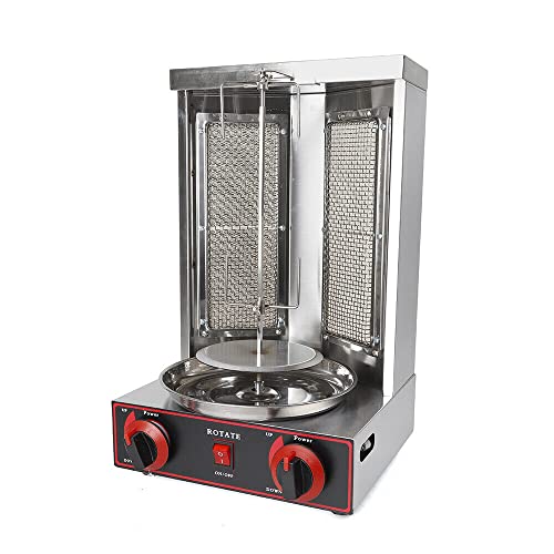 3000W Gas Doner Kebab Machine BBQ Döner Edelstahl grill Grillmaschine Rotisserie Gyrosgrill Tischgrill Dönergrill Vertikalgrill für Gegrillt Huhn, Lamm, Rindfleisch, Schweinefleisch von InSyoForeverEC