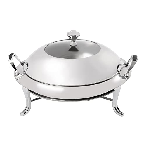 Chafing Dish Edelstahl Speisenwärmer Wärmebehälter mit Deckel und Brennstoffhalter Mahlzeit Runde Durable Buffet Warmer Tray Durable Frame für Küche Party Essen Buffet von InSyoForeverEC