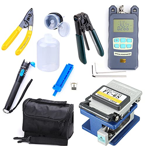 Glasfaser Werkzeug Set 10 in 1 Fiber Optisc Single-mode optical cable FTTH Tool Kit Power Meter Visual Finder FC-6S Cleaver Finder Glasfaser mit Abisoliermaschine von InSyoForeverEC