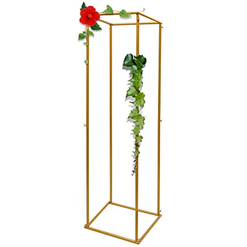 Gold Hochzeitsvase Metall Blumenboden Vase 180cm Rechteckige Hochzeit Mittelstücke Säule Blume Stand Geometrische Blumenständer Sockel Tischdekoration Party Hochzeitsdekor von InSyoForeverEC