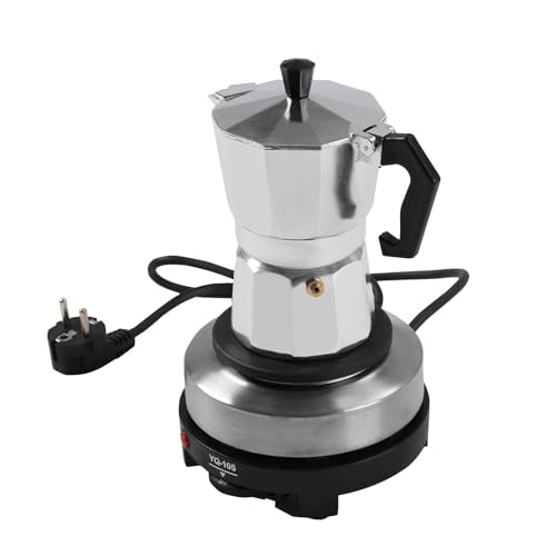 InSyoForeverEC Elektrische Kaffeemaschine 150ml Espressokocher 3 Tassen Mokka Espresso Kocher mit separatem Boden Espressomaschine Aluminium Weiß von InSyoForeverEC