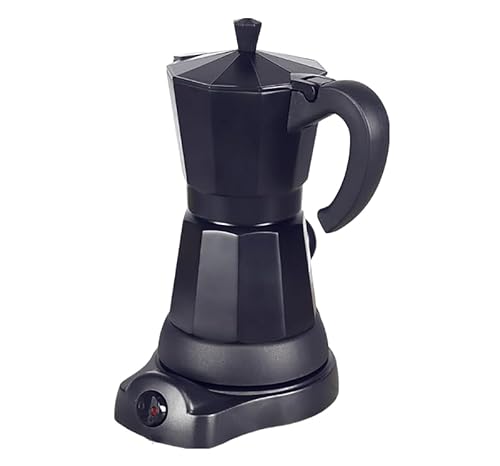 InSyoForeverEC Elektrische Kaffeemaschine 300ml Espressokocher 6 Tassen Mokka Espresso Kocher mit separatem Boden Espressomaschine Aluminium Schwarz von InSyoForeverEC