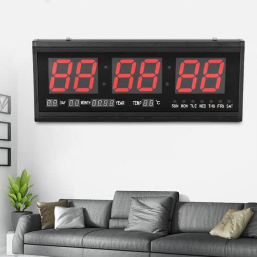 InSyoForeverEC Wanduhr LED Digital Wanduhren Temperatur Uhr mit Datum Wochentag Haus Büro XXL Size Digitaluhr für Zuhause Schlafzimmer Büro Gym von InSyoForeverEC