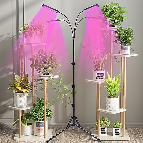 LED-Lampe für Pflanzen, Vollspektrum, Wachstum, mit Stativhalterung, dimmbar, Timer-Modi, 420 Perlen, LED [Energieeffizienzklasse A+++] von InSyoForeverEC