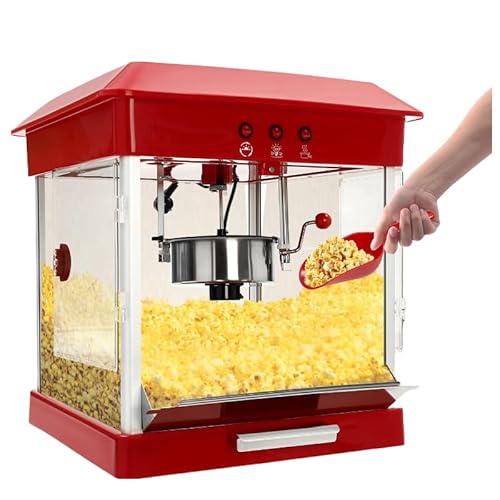 Popcornmaschine 800W Profi Kommerzielle Popcorn Maschine Edelstahl Popper Maker Large Retro Countertop Art Popcornmaker w/3 Löffel von InSyoForeverEC