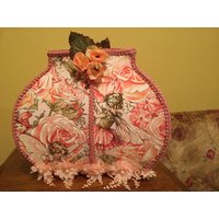 Blumenfee Lampe Nachtlicht Rosa Floral Fee Stoff Perle Applikationen Blumenbesatz Handmade von InTheWoodsMiniatures