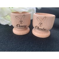 Gravur Holz Eierbecher Name Mit Osterhase Ostergeschenk von Inakhi