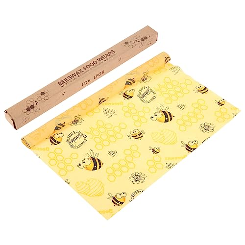 Bienenwachs-Wraps, Wiederverwendbares Lebensmittel-Geschenkpapier, Zum Frischhalten und Aufbewahren von Lebensmitteln, Waschbare, 1 Rolle von Inanhoo
