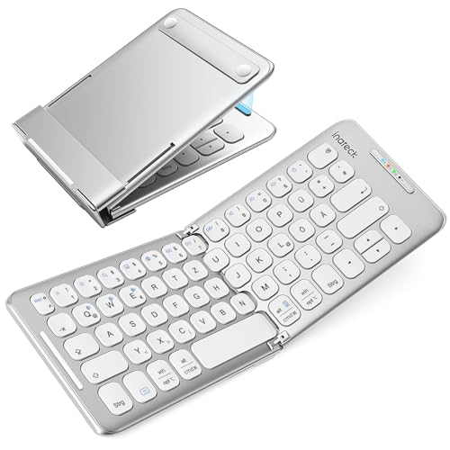 Inateck Faltbare Tastatur Bluetooth QWERTZ,Mini Tragbare mit 3 Bluetooth, Tablet Tastatur drahtlose Reise für iPad/iOS/Samsung/Android/Windows,KB06001 von Inateck