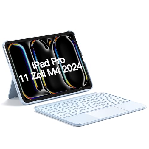 Inateck Hülle mit Tastatur für iPad Pro 11 2024, ACE Touch Ultraleichte Tastatur Abnehmbar, mit Touchpad,Hoch-/Querformat Ständer, QWERTZ, KB04122 von Inateck
