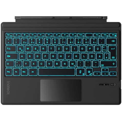 Inateck Surface Pro 7 Tastatur,Kompatibel mit Surface Pro 7/7+/6/5/4 mit Trackpad,Bluetooth 5.3, 7-Farbiger Hintergrund Beleuchtung,QWERTZ,KB02027 von Inateck
