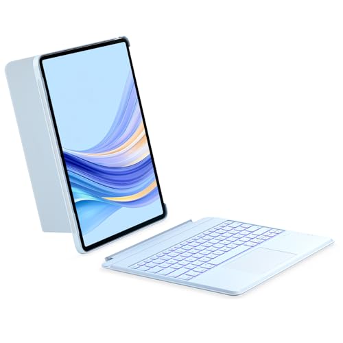 Inateck Tastatur Hülle Kompatibel mit iPad Air 13 Zoll (2025/2024),ipad Pro 12.9 Zoll 6/5/4/3 Gen,Hoch-/Querformat Ständer,Abnehmbare Touchpad mit 7-Farbiger Hintergrundbeleuchtung,QWERTZ,KB04118 von Inateck