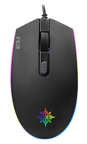 inca IMG-GT13 PRO Kabelgebundene Gaming-Maus – 1200 DPI, 4 Tasten, RGB-LED-Beleuchtung, 1,5 m Geflochtenes Kupferkabel, Ergonomisches Design, Schwarz von İnca