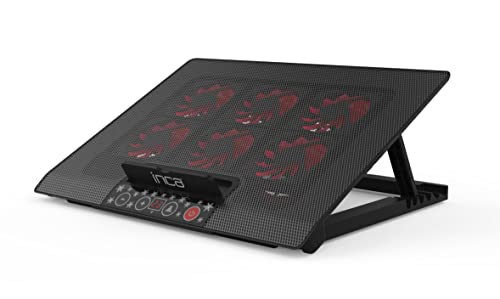 Notebook Kühler für 12–17 Zoll Laptops mit 6 leisen LED-Lüftern – inca INC-601GMS Cooling Pad, höhenverstellbar, USB-Stromversorgung, Metallgitter, 2200 U/min, ergonomisch, Laptop Lüfter Gaming von İnca