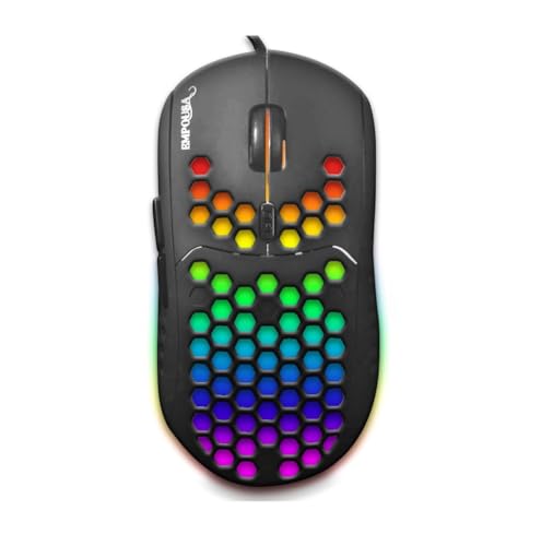 inca IMG-346 Empousa RGB Gaming-Maus – Kabelgebunden, 6400 DPI, 6 programmierbare Tasten, 6 RGB-Beleuchtungsmodi, Ergonomisches Design, Schwarz von İnca
