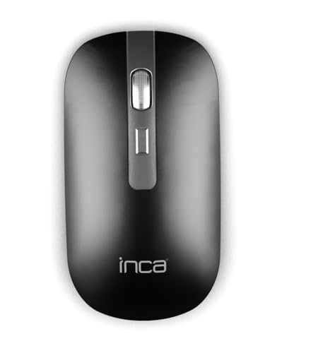 İnca IWM-531RA Kabellose Maus – Bluetooth 5.1 & 2,4 GHz Dual-Modus, Wiederaufladbar, 800–1600 DPI, Silent-Tasten, Flaches Design, Wiederaufladbar Schwarz/Silber für PC & Laptop, Windows kompatibel von İnca