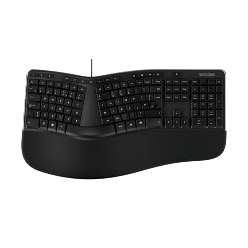 Incase Ergonomische Tastatur – entworfen von Microsoft – EN-UK-Layout, Geteilte Tastatur, gepolsterte Handballenauflage, Shortcut-Tasten, Ziffernblock, Komfortables Tippen, kompatibel mit Windows von Incase