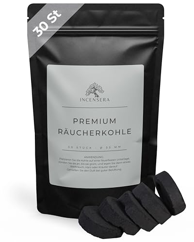 Räucherkohle Tabletten 30 Stück: Hochwertige Kohle zum Räuchern - Räuchern Zubehör mit Kohletabletten für Weihrauch und andere Harze Räucherkohle Tabletten 30 Stück: Hochwertige Kohle zum Räuchern - Räuchern Zubehör mit Kohletabletten für Weihrauch und andere Harze von Incensera