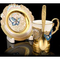 Kaffee-Set "Schmetterling" Beatiful Graviertes Set Luxus Geschenk Bestes von InciGallery