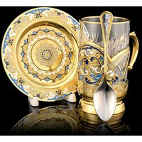 Tee Set Mit Tassenhalter Und Untertasse Beatiful Graviertes Set Luxus Geschenk Bestes von InciGallery