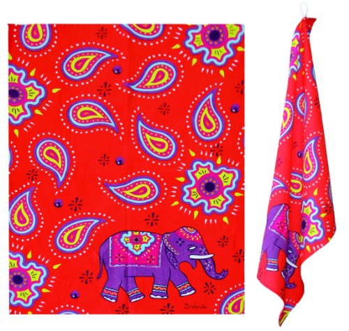 2 Geschirrtücher Kashmir Elefant rot - ca 50x70cm Küchentücher im orientalischem Look von Incidence