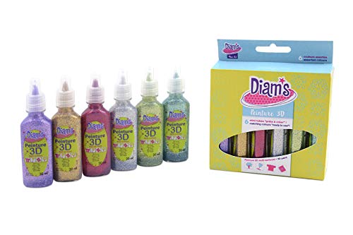 Diam's 3D Mini-Farben, 6 Stück Total Star Glitzerfarben von Diam's