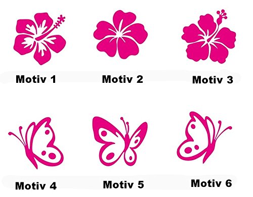 Unbekannt Wandtattoo Wandaufkleber Hibiskus Blüten Hibiskusblumen Schmetterlinge Blume Blumen 4 Stück 6motiv 30 Farben (010 Weiss, Motiv 3) von Inconnu