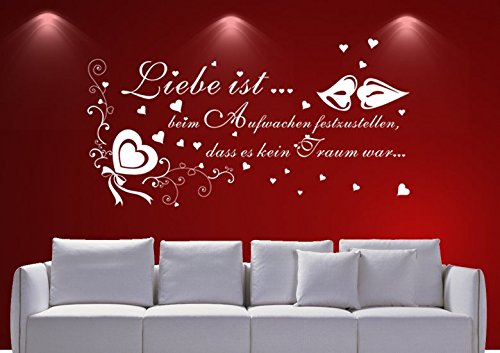 Wandtattoo wandaufkleber Aufkleber Wandsticker wall sticker Wohnzimmer Schlafzimmer Kinderzimmer 30 Farben zur Wahl Wandtext Wandwort Wandspruch spruch Zitat ENGEL Liebe ist ??? wzt10(070 schwarz, Größe3:ca.130x59cm ) von Inconnu