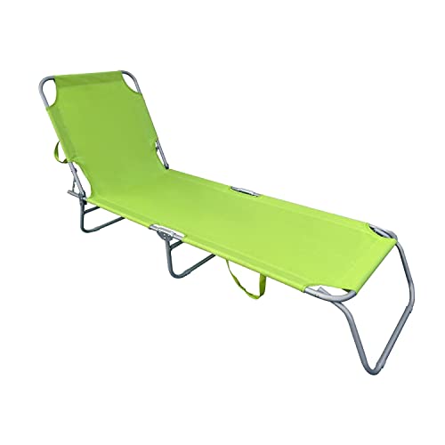 Inda-Exclusiv Gartenliege Sonnenliege Relaxliege Liege 3-Bein Campingliege klappbar mit Trageschlaufen 186x55x24cm, Farben:Lime von Inda-Exclusiv