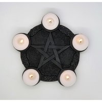 Rund Pentagramm Teelichthalter Pagan Wicca Altar Teller Tablett Ornament Geschenk Gothic Goth Hexe Wohnkultur Dekoration Rund Pentagramm Teelichthalter Pagan Wicca Altar Teller Tablett Ornament Geschenk Gothic Goth Hexe Wohnkultur Dekoration von IndargusArt