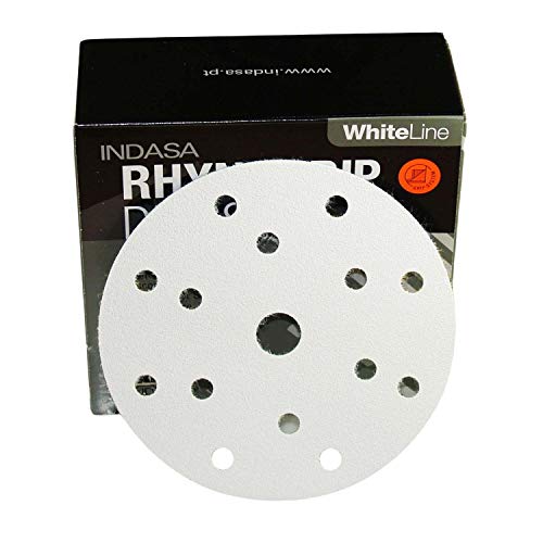 150mm 15H INDASA WHITELINE Schleifscheiben 150mm mit Klett diverse Körnungen zur Auswahl (50 Schleifscheiben in P400) von INDASA