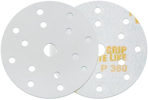 INDASA Rhynogrip White Line Scheiben D150 15 Loch - Excenter Schleifscheiben 150mm - Klett Scheibe - Profi Schleifpapier von INDASA