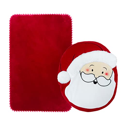 Indecor Home 2-teiliges Badezimmerteppich-Set für Weihnachten Urlaub mit WC-Deckelbezug und Schaumstoff-Badematte für Home Office Küche oder Dusche Dekor (Jolly Santa) von Indecor Home