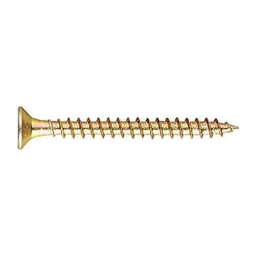 INDEX Fixing Systems TP-TO 100 Stück Spanplattenschrauben 90° Senkkopf, 40° Filet, geschmiert (Bichromattierte Beschichtung, 4,5 x 50 mm) von INDEX A PERFECT FIXING