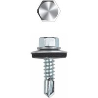 Selbstbohrende Schraube mit Sechskantkopf und Flansch - Vulkanisierte Scheibe aus Stahl/EPDM - Verzinkt 5,5 x 22 P18 - Packung mit 500 Stück Selbstbohrende Schraube mit Sechskantkopf und Flansch - Vulkanisierte Scheibe aus Stahl/EPDM - Verzinkt 5,5 x 22 P18 - Packung mit 500 Stück von Index