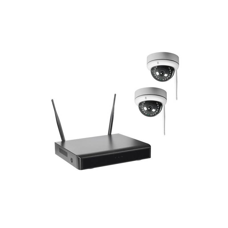 Indexa WLAN-NVR mit 2 Funk-Kuppelkameras WR100D, 4TB Festplatte HDD WiFi Gefahrenmeldeanlage von Indexa