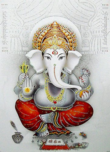 Crafts of India Blessing Ganesha/Large Hindu God Poster with Glitter Effect -Reprint on Paper (Unframed : Size 20"x28" Inches) von Crafts of India