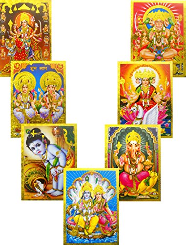 India Crafts Folienposter, Hindu-Götter und Göttin, 10 Stück, Größe 12,7 x 17,8 cm von India Crafts