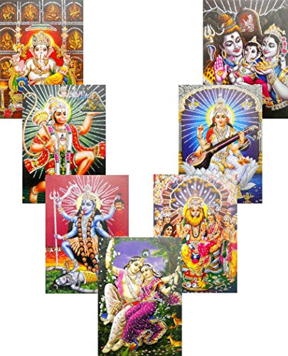 Großhandel von 20 Hindu Götter und Göttin Glitzer Poster: Größe – 12,7 x 17,8 cm von India Crafts