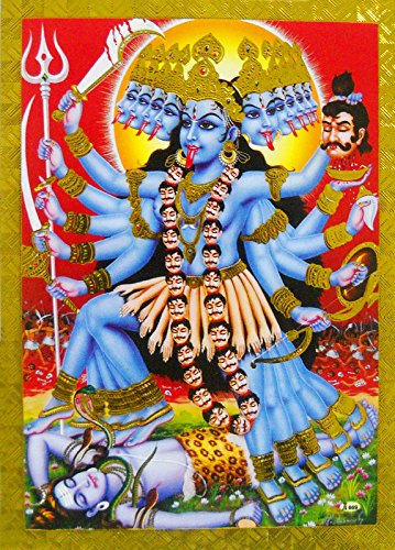 Crafts of India Goddess Kali Poster/Reprint Hindu Goddess Picture with Golden Foil (Unframed : Size 5"X7" inches) von Crafts of India