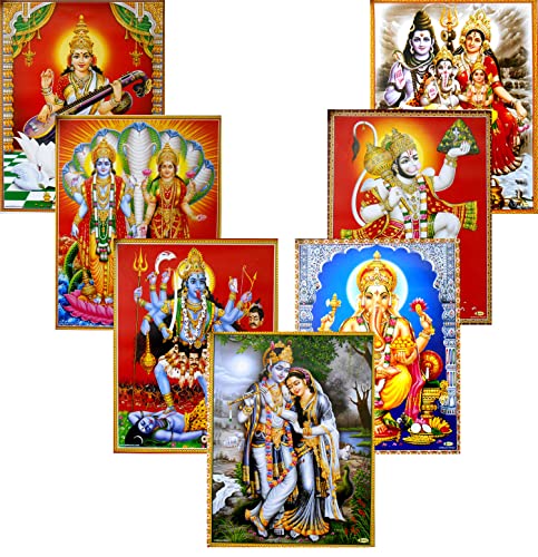 India Crafts Nachdruckposter, Hindu-Götter und Göttin, 10 Stück Größe: 22,9 x 27,9 cm. von India Crafts