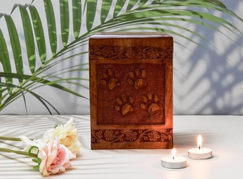 India House Handgefertigte Haustierurne aus Holz für Hunde- und Katzenasche, kleine Feuerbestattungsbox, dekoratives Gedenkgeschenk für Beerdigung und Beerdigung, Urnen für Beerdigung, India House Handgefertigte Haustierurne aus Holz für Hunde- und Katzenasche, kleine Feuerbestattungsbox, dekoratives Gedenkgeschenk für Beerdigung und Beerdigung, Urnen für Beerdigung, von India House