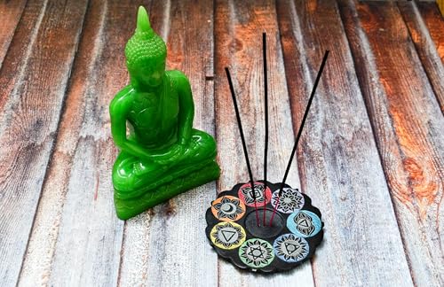 India House Handgefertigter runder Räucherstäbchenhalter aus Marmor und Speckstein, 7 Chakra-Gravur, Meditations- und Heimdekoration, Aschefänger, perfekt für Büro, Yoga-Platz und als Geschenk, 12,7 India House Handgefertigter runder Räucherstäbchenhalter aus Marmor und Speckstein, 7 Chakra-Gravur, Meditations- und Heimdekoration, Aschefänger, perfekt für Büro, Yoga-Platz und als Geschenk, 12,7 von India House